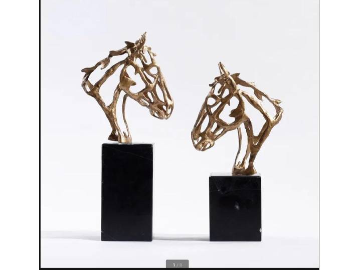Ornement de cheval creux en métal, Base en pierre, accessoires de décoration, exposition de chalumeaux, Figurines, Statue de décoration, Sculpture artisanale