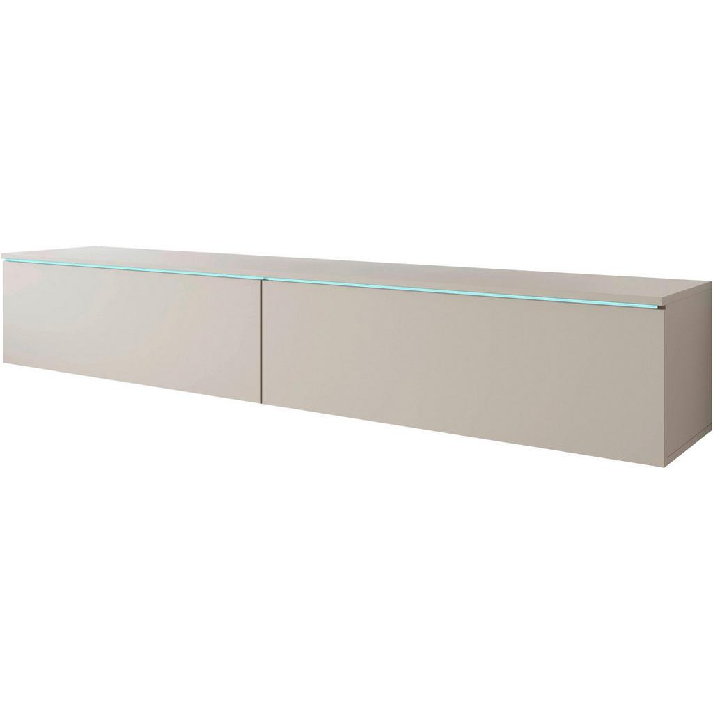 P & B Lowboard , Beige, Kaschmir , Kunststoff , kaltweiss , 30x180 cm , FSC , stehend, hängend, Beleuchtung , Wohnzimmer, TV Möbel, Lowboards, Lowboards stehend