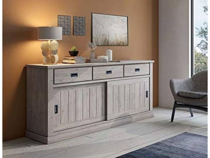 Dmora Sideboard mit 2 Türen, braune Farbe, 220 x 95 x 50 cm, Vintage-Stil