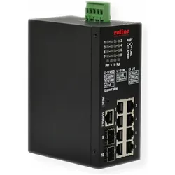 Roline Industrial 10x Gigabit Ethernet Switch (10 Ports), Netzwerk Switch, Schwarz