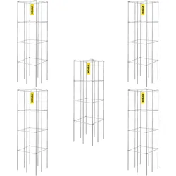 VEVOR Tomatenkäfige, 30 x 30 x 117 cm, 5er-Set quadratische Pflanzenstützkäfige, robuste, silberne Tomatentürme aus PVC-beschichtetem Stahl zum Klettern von Gemüse, Pflanzen, Blumen und Früchten