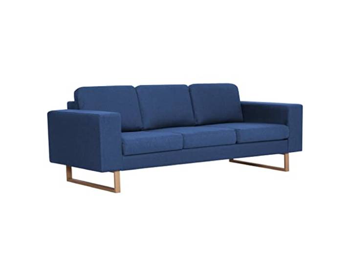 KTHLBRH 3-Sitzer-Sofa, blau, 200 cm, aus Stoff Rahmen aus Holz, Beine aus Eisen, waschbare Kissen, 6 Kissen inklusive