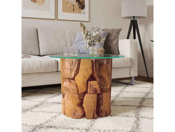vidaXL Couchtisch Massivholz Teak Treibholz 60 cm