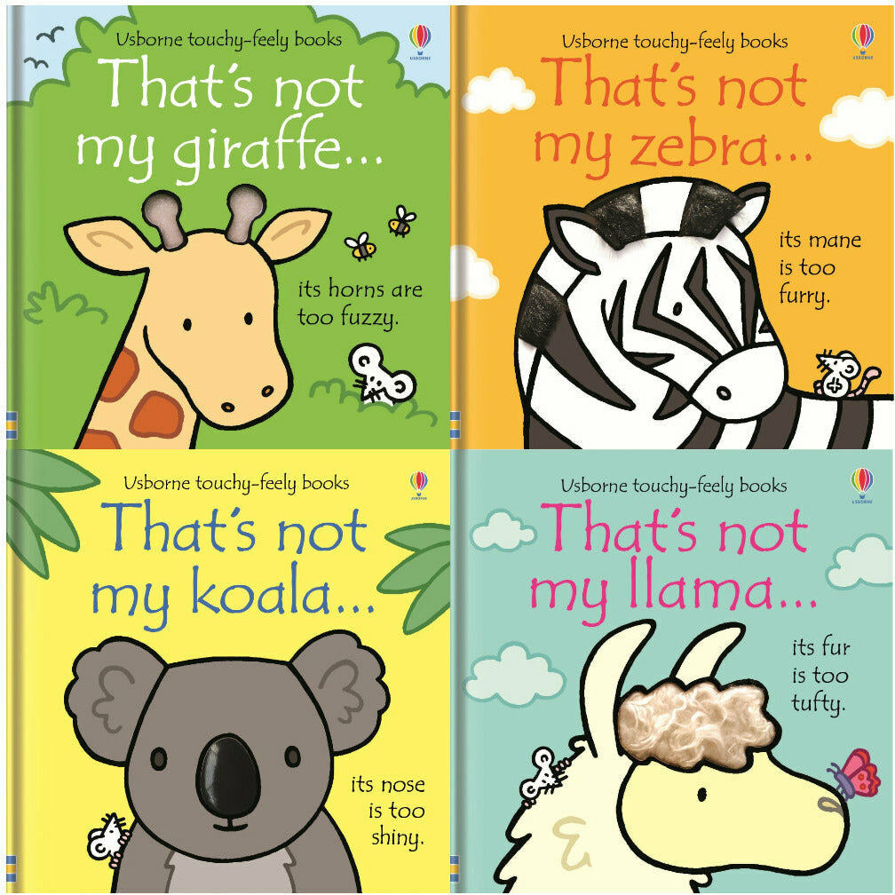 Usborne Touchy-Feely Books Thats Not My Zoo Collection 4 Books Set Llama Zebra Koala Giraffe