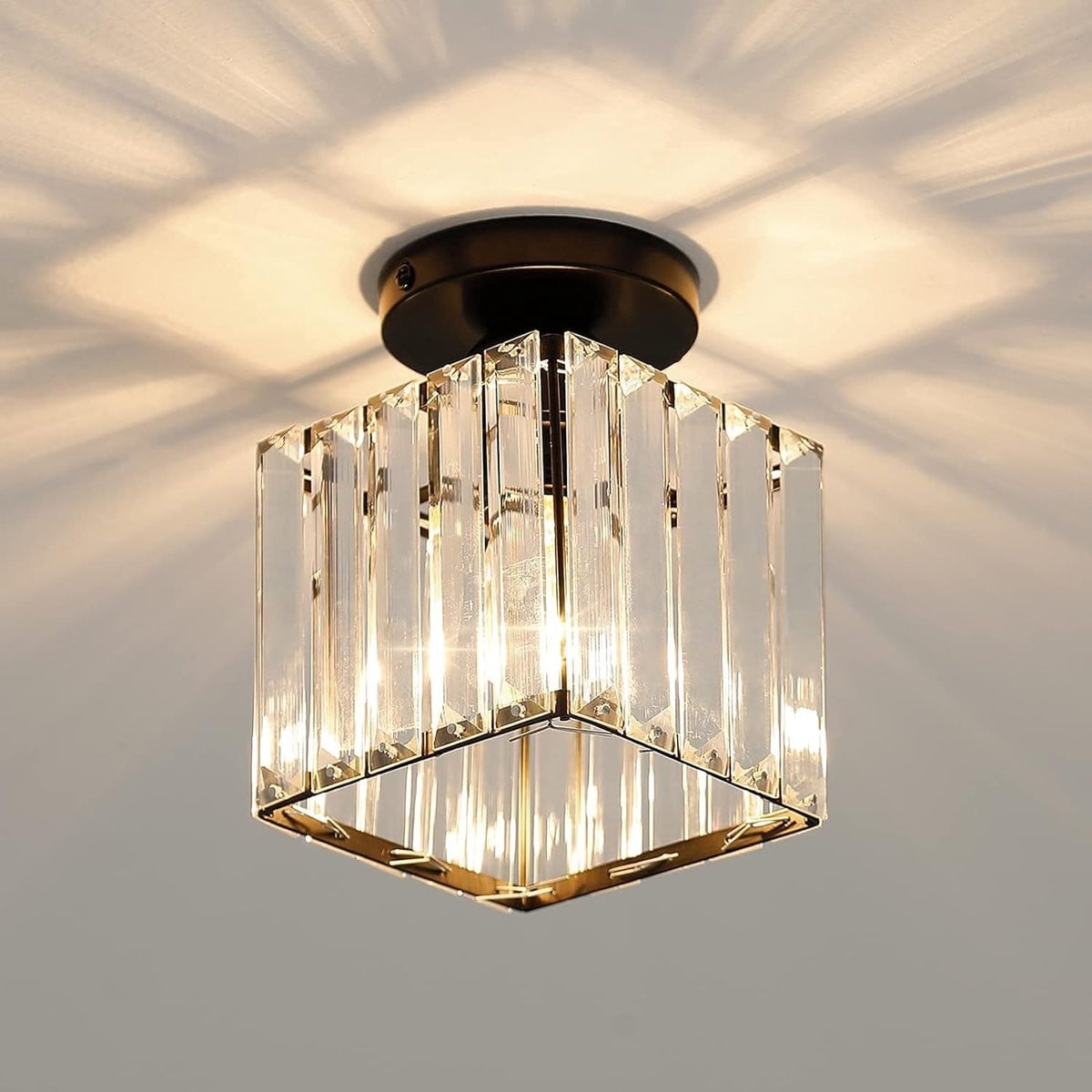 Haobosic Moderne Kristallen Plafondlamp - Zwart - Diameter: 13 cm