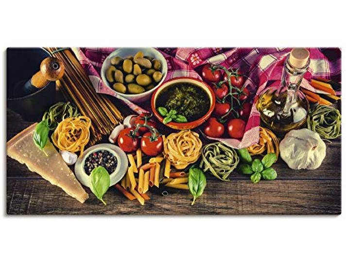 ARTLAND Wanddeko Leinwand Bilder Wandbild 150x75 cm Ernährung & Genuss Lebensmittel Gemüse Fotografie Bunt Italienisch mediterrane Lebensmittel S7SL