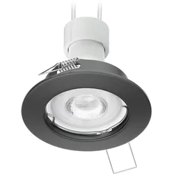 ledscom.de Decken-Einbaustrahler FERE Einbaurahmen anthrazit matt, inkl. GU10 Lampe, 468lm, warmweiß