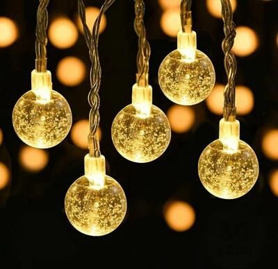 Uplifted Finds LED Crystal Ball Garland String Lights For Indoor Holiday And Home Decoration 1.5 M 10 Leds crystal Ball Warm