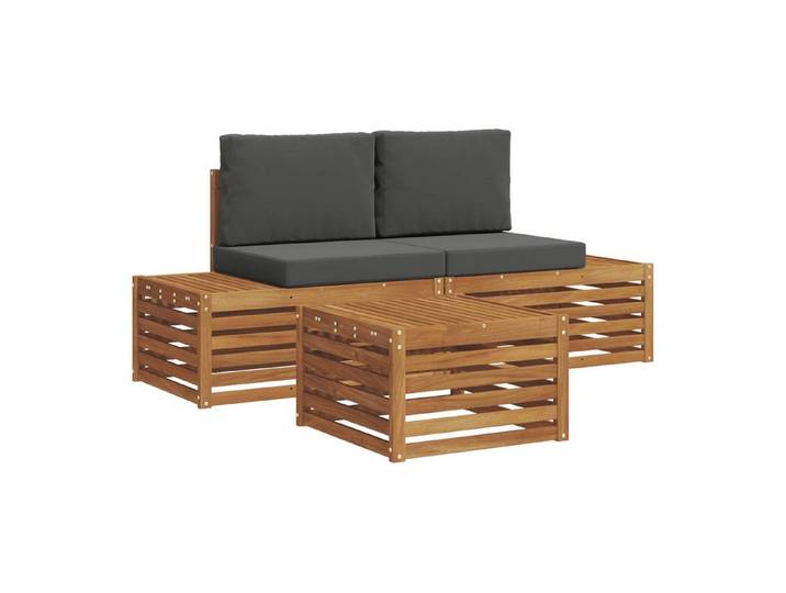 vidaXL Sofaelement Outdoor-Sofagarnitur Natur und Anthrazit 59 x 59 x 37 cm (3 St)