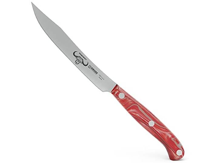 Giesser seit 1776 - Made in Germany - Steakmesser 12 cm Red Diamond, PremiumCut Steak No 1, Acryl, rot, rostfrei, deutsches scharfes Messer