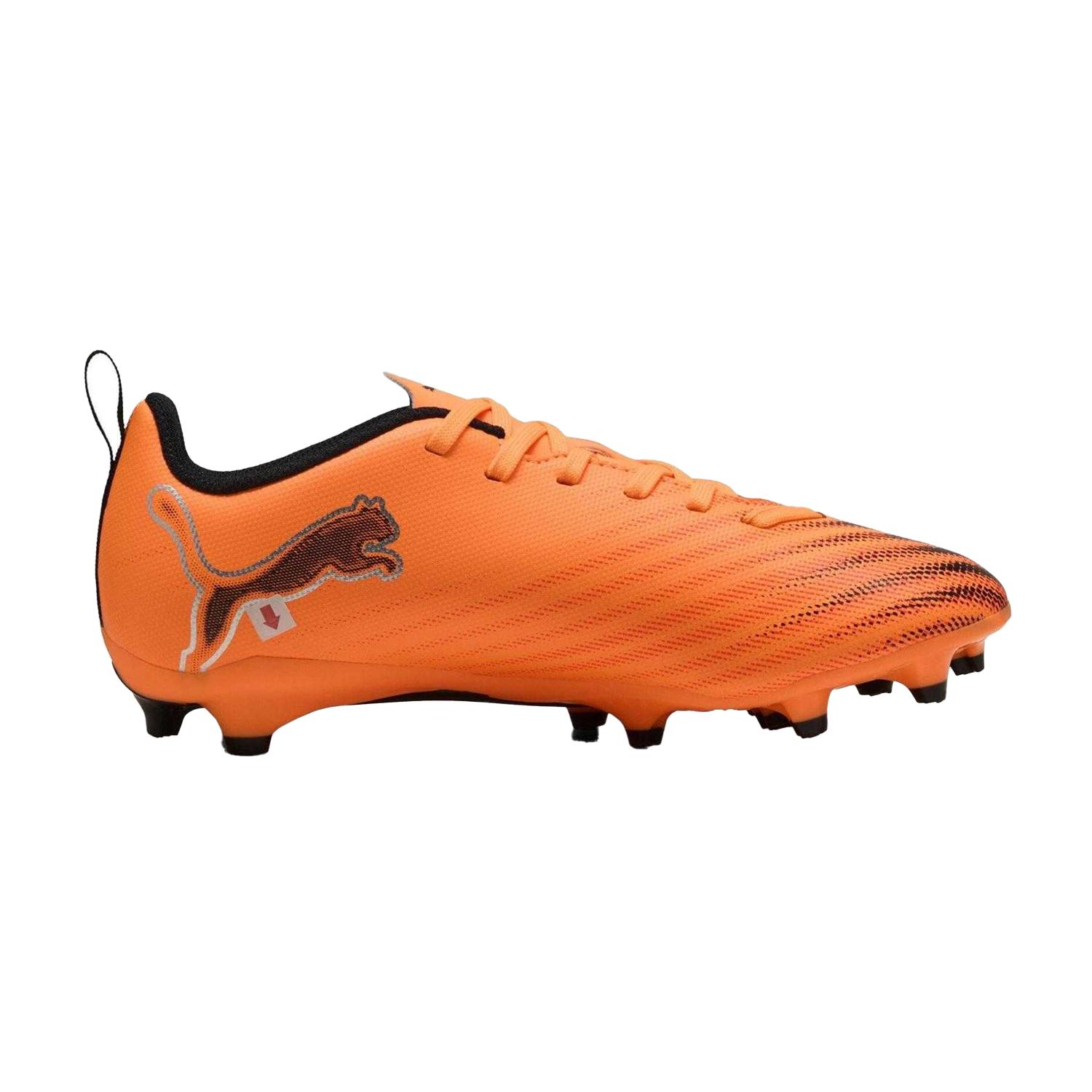 Puma - "Ultra 6 Play" Fußballschuhe mit festem Boden für Kinder (Orange/Schwarz)