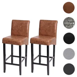 2er-Set Barhocker HWC-C33, Barstuhl Tresenhocker, Holz ~ Wildlederimitat, dunkle Beine, Stoff/Textil