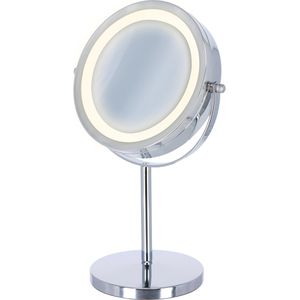 Beurer Kosmetikspiegel BS 55, dimmbare Beleuchtung, verchromt, 1- & 7-fach Vergrößerung, mit Standfuß, Ø Spiegel 13 cm