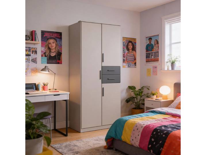 Kleiderschrank Bahamas 90cm Schwarz/Grau/Beige/Graphit