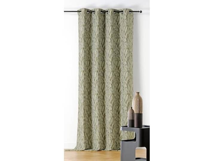 LINDER - Rideau Tissus Upcyclé - Tissé et Teint en France - Rideau Style Mineral Moucheté - Finition Œillets Canon de Fusil - Coloris Vert Aventurine - Dimensions 140x240cm - Collection Basalte