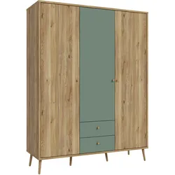 Kleiderschrank Whenua Eichefarben/Salbeigrün