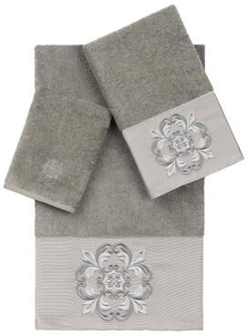 Authentic Hotel and Spa Textiles 100% Turkish Cotton Alyssa 3PC Embellished Towel Set