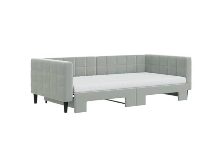 KTHLBRH Ausziehbares Schlafsofa aus Samt, Hellgrau, 2 Matratzen, 100 x 200 Gestell aus Holz und Metall, modernes Design, 223 x 110 x 68 cm, Wohnzimmer und Schlafzimmer