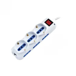Alcapower Mehrfachsteckdose 9-fach, 6x10/16A + 3xSchuko, 1,5m Kabel, 90° Stecker 16A, beleuchteter Schalter, weiß, hohe Leistung.