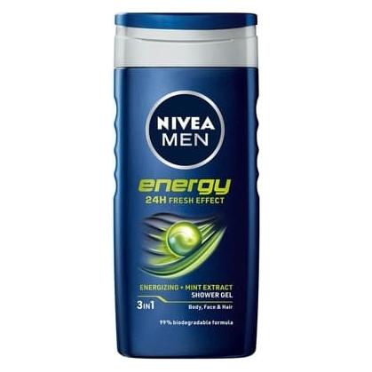 NIVEA Men Energy Duschgel 3-in-1 für Männer - Lang anhaltende Frische für Körper, Gesicht und Haare (250 ml) (71843092)