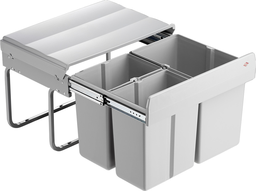 Naber Trio Shorty Vuilnisbak - Aluminium Grijs