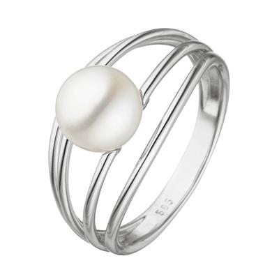 Perlenring JOBO "Ring Weißgoldring" Gr. 54, weißgold 585, Fingerringe, Damen, 54, Perlen Weißgold 585, Perlen, Weißgold 585, Perlenring, 585 Weißgold mit Perle