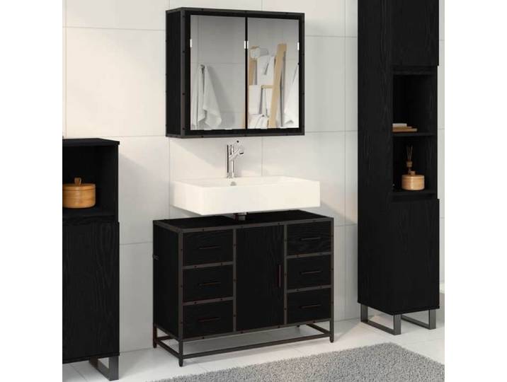 Noir - Ensembles de meuble - Ensemble de mobilier de salle de bain 2 pc Chêne noir 8187