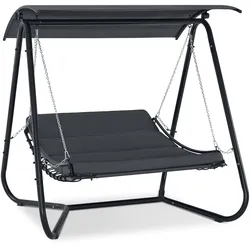M MCombo Hollywoodschaukel mit Liegefunktion, Schaukelliege Outdoor, Gartenliege Wetterfest, Gartenschaukel mit Sonnendach & Extradickem Sitzkissen, Sonnenliege 167x155x173 cm, 8012 (grau)