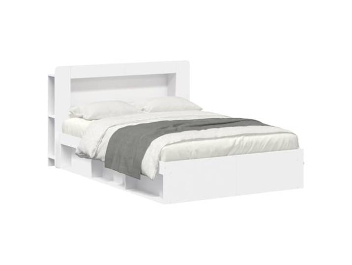 Keeushr Bettgestell mit Stauraum Weiß 160 x 200 cm Holzwerkstoff Stabile Konstruktion, viel Stauraum, fester Lattenrost, einfache Montage, modernes Design
