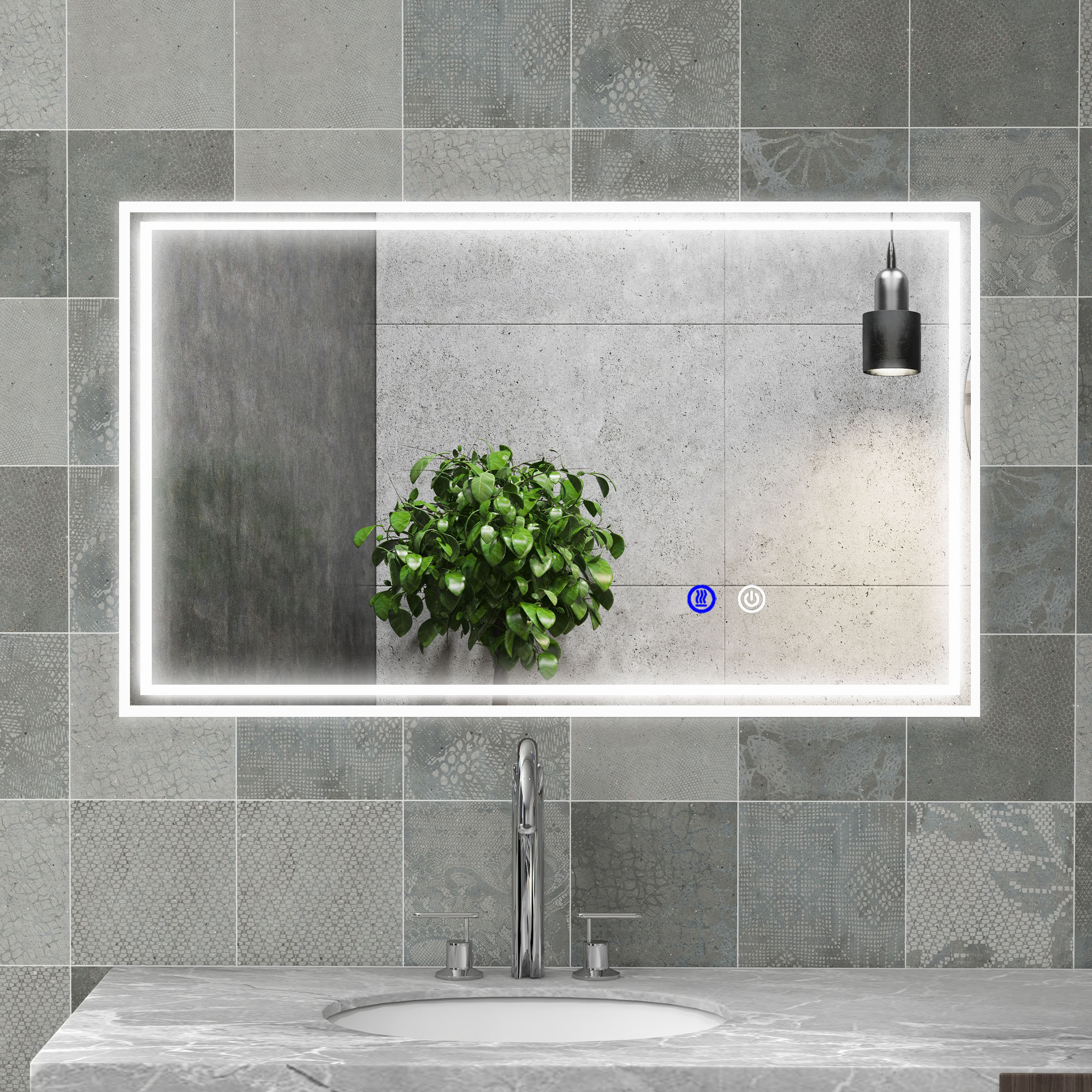 Kleankin Specchio da bagno Rettangolare da Parete Illuminato a LED Orizzontale o Verticale, 100x60x4 cm, Trasparente   Aosom Italy