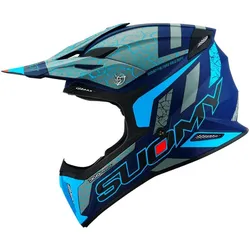 Suomy X-Wing Reel, Motocrosshelm - Matt Dunkelblau/Grau/Neon-Blau - S