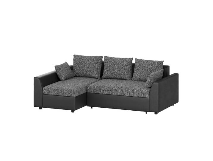 Ecksofa mit Schlaffunktion NICOLET links grau/schwarz