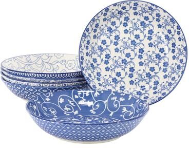 Elama Aurora 6 Piece Assorted Stoneware Bowl Set in Blue