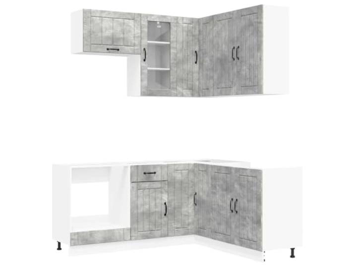 Favemtsl Küchenzeile Lucca 8-teilig Küchenschrank Set Betongrau Modulares 8-teiliges Küchenmöbel Set für den Küchenraum mit Eckschränken, verstellbaren Füßen und robuster Oberfläche.