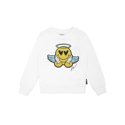 Sweatshirt PHILIPP PLEIN "Smile", Damen, Gr. 10, weiß (01, weiß), Stoff: 5% Elasthan, 95% Baumwolle. Besatz: 100% Glasfaser, Sweatshirts Sweatshirt