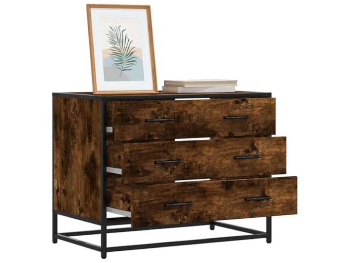 FMPGJLYH Kommode mit 3 Schubladen, Industriedesign Sideboard, Räuchereiche Stabiles Metallgestell, Viel Stauraum, Kratzfeste Oberfläche