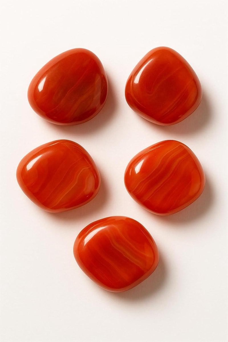 Agate Kristallen Set van 5 stuks - Rood - Natuurlijk Gepolijste Energie Stenen voor Energetische Balans