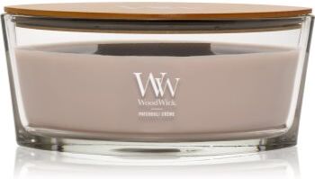 Woodwick Opulent Wood Patchouli Creme vela perfumada com pavio de madeira 453.6 g. Opulent Wood Patchouli Creme