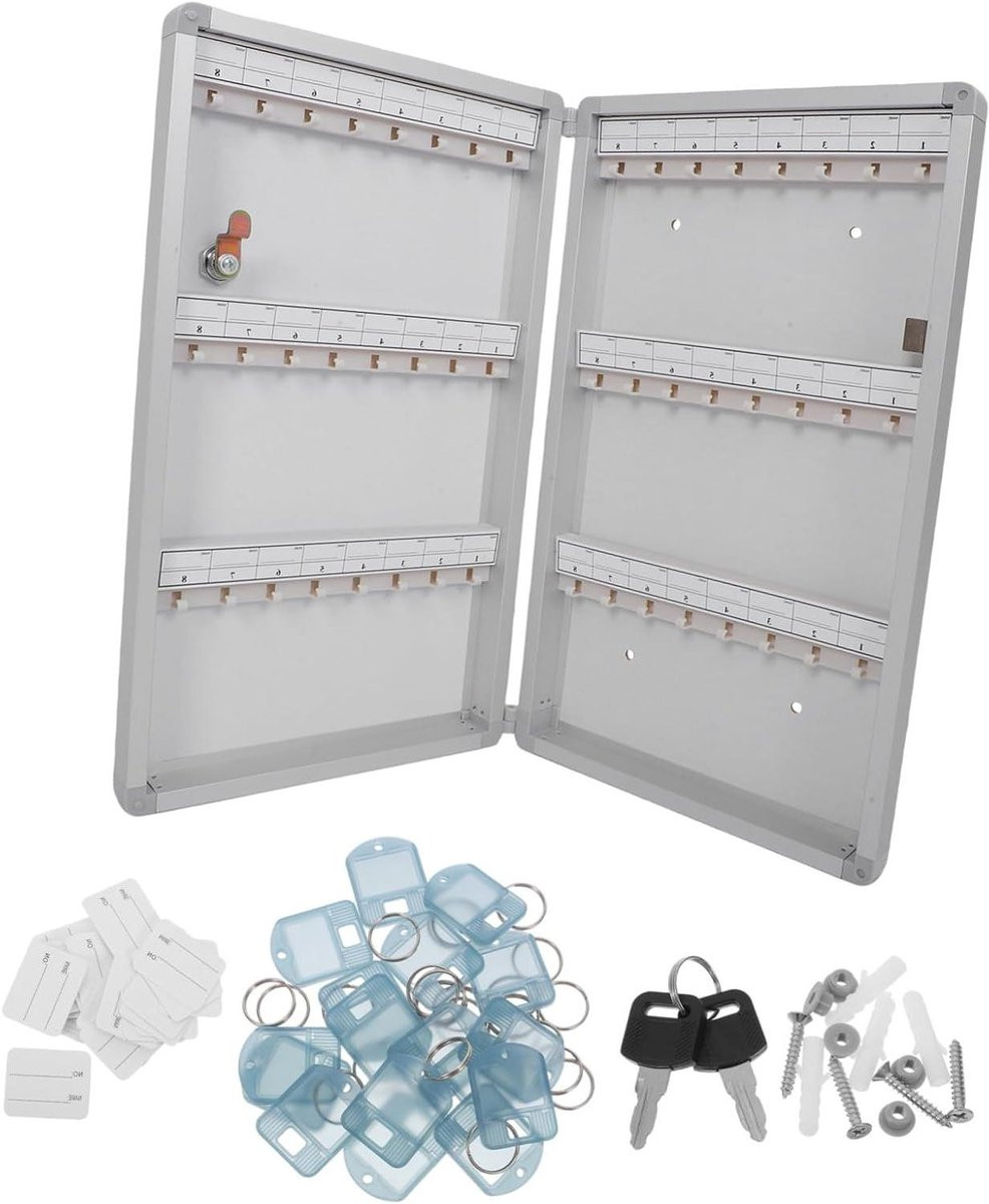 Afsluitbare Sleutelkluis van Zilverkleurige Aluminiumlegering - Sleutelkast voor het Organiseren van Sleutels - 437 cm