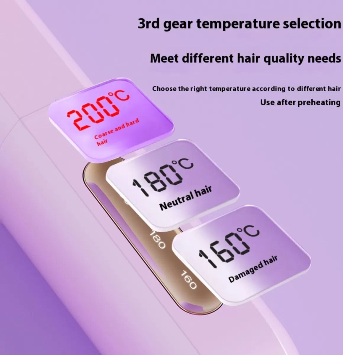 INF Mini kabellose Glättbürste mit Negativ-Ionen, wiederaufladbar, 3 Heizstufen, Dual-Funktion Glätten und Locken, Violett
