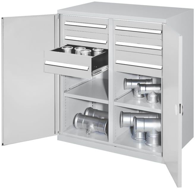 Kappes Schwerlastbeistellschrank Mod. 71 RAL 7035 Doppelwandtüren mit Ausstattung (1472.01.2013)
