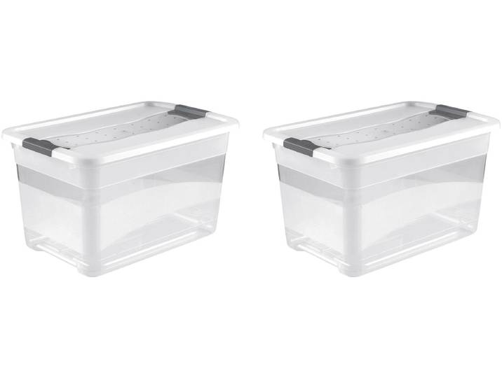 Organizer KEEEPER cornelia , transparent, B:39,5cm H:34cm T:59,5cm, Kunststoff, Aufbewahrungsboxen, Organizer, Aufbewahrungsbox, 52 L, mit Deckel und Schiebeverschluss, Kunststoff