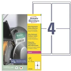 Avery Zweckform Folien-Etiketten ultra-resistent »L7915-40« 99 x 139 mm 160 Stück weiß