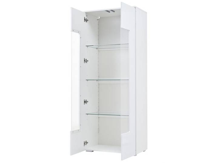 Vitrine de salon blanche – 2 portes acrylique LED et verre trempé – 70 x 40 x 173 cm