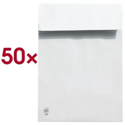 Steinmetz Polsterfaltentaschen B4, mit Spitzboden weiß, 25x35.3 cm