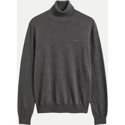 Rollkragenpullover mit Logostickerei Grau L