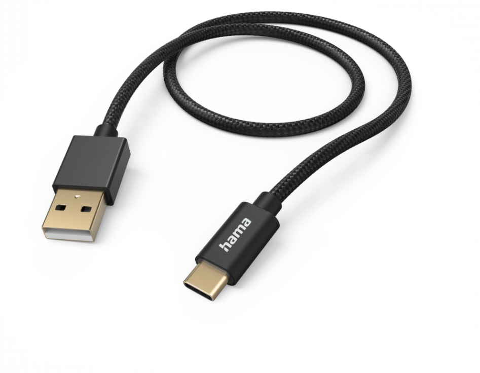 Hama 201545 Ladekabel Fabric USB-A zu USB-C 1,5m schwarz