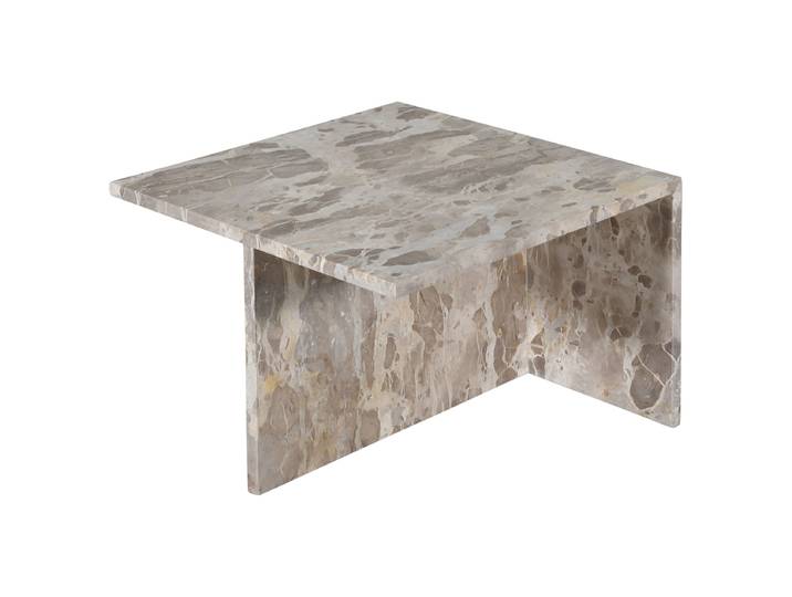 Table basse carrée PUEL 50 x 35 x 50cm Marron/Gris/Marbre gris-marron