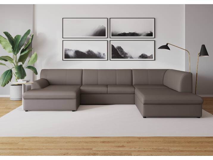 Wohnlandschaft DOMO COLLECTION Topper, elegant & zeitlos, Breite 320cm, komfortabel, U-Form , braun (schlamm), B:320cm H:78cm T:213cm, Sofas, Wohnlandschaft, wahlweise mit Bettfunktion