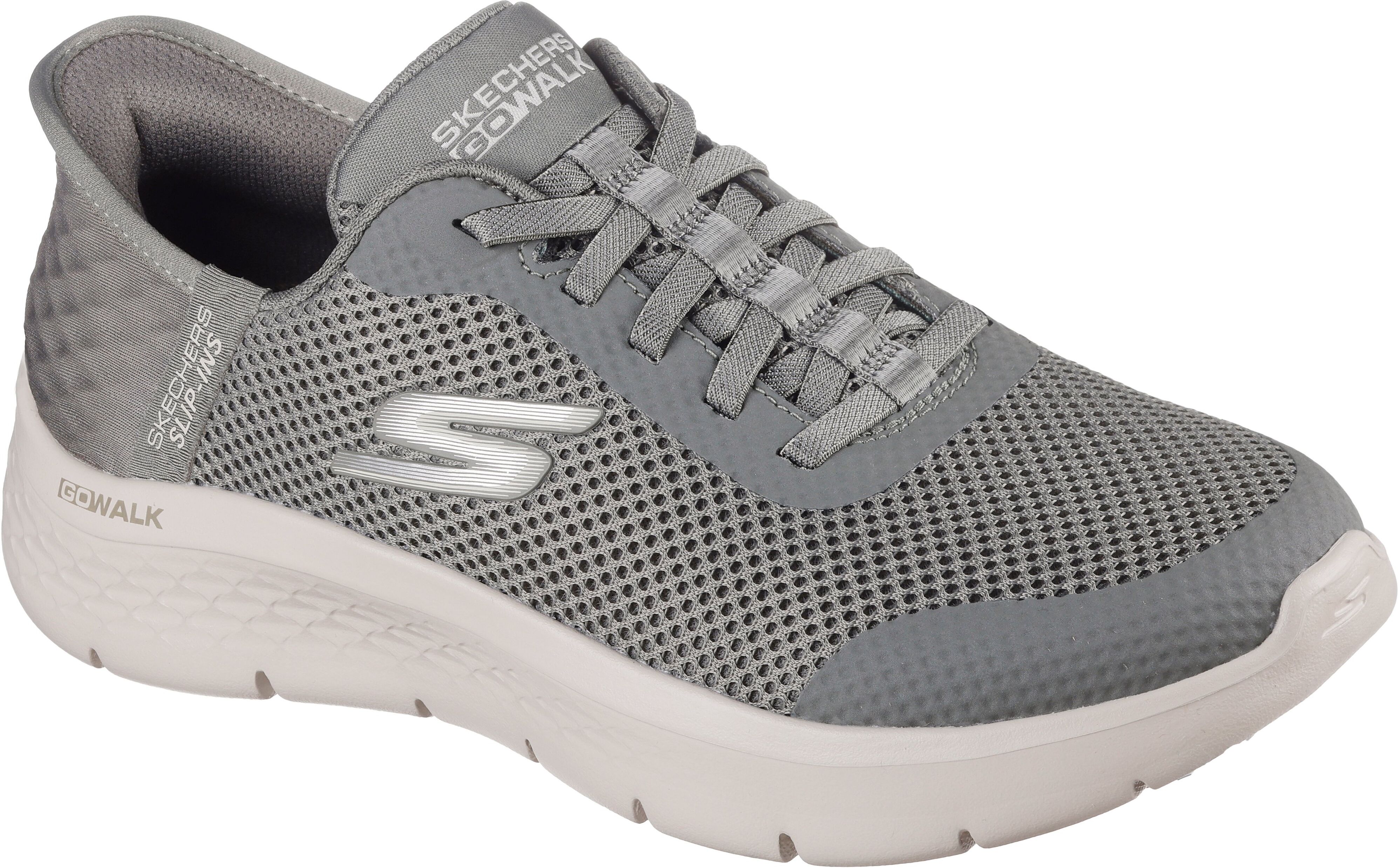 Slip-On Sneaker SKECHERS "GO WALK FLEX-GRAND ENTRY", Damen, Gr. 42, grün (olivgrün), Textil, Schuhe Slip-On Sneaker, Slipper mit Slip-ins zum Schlupfen olivgrün 42
